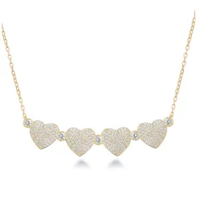 Sterling Silver Four Heart Necklace Sophisticated Look