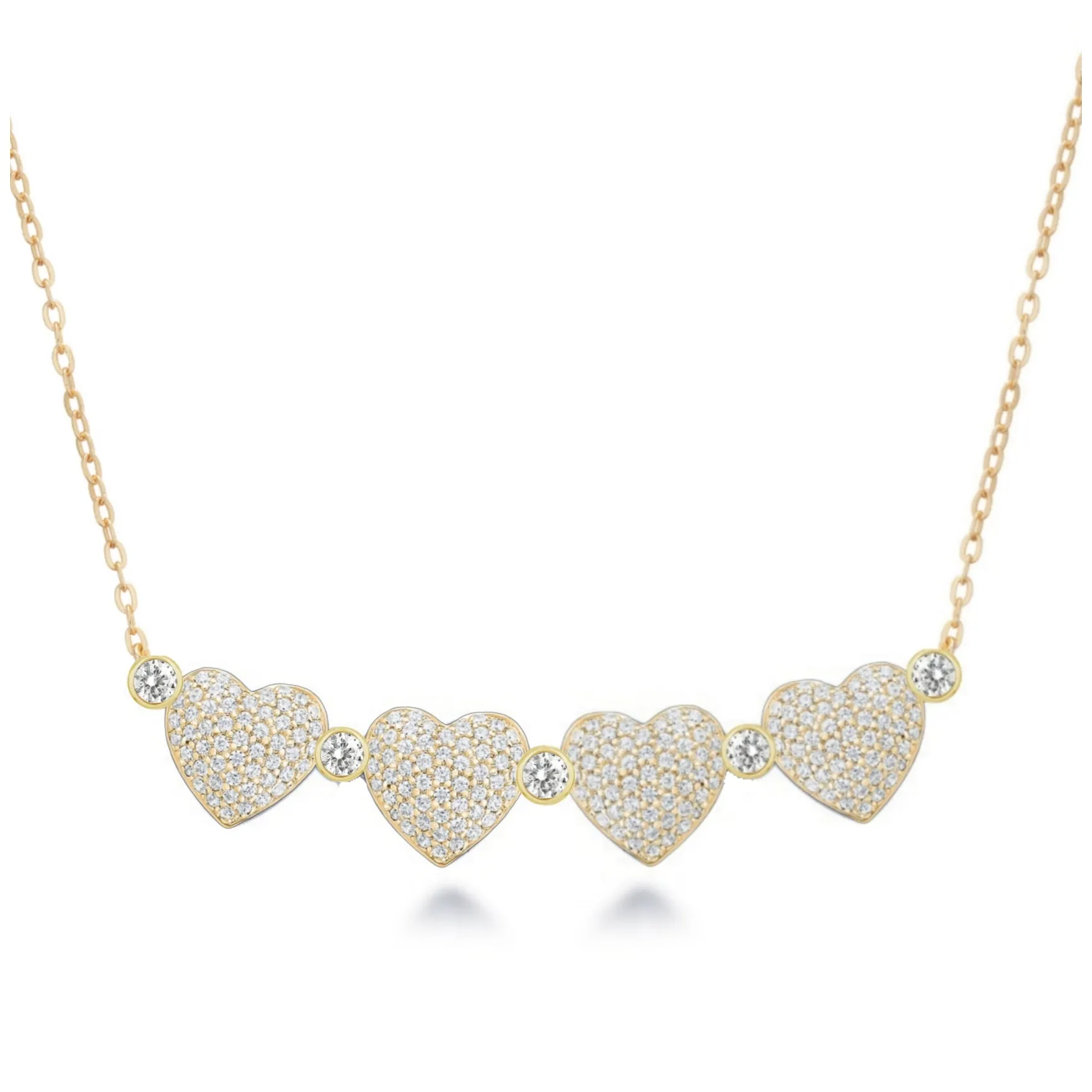 Versatile Piece Delicate Present Sterling Silver Four Heart Necklace