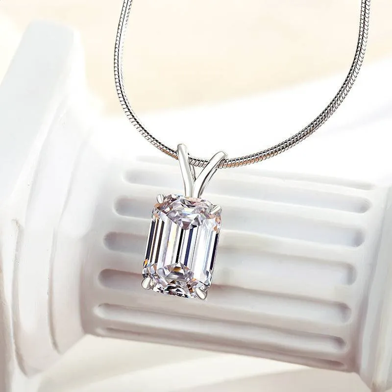 Louily Attractive Emerald Cut Necklace Radiant Statement