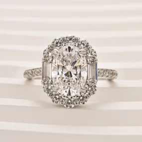 Autumn Glow Refined Highlight Louily Beautiful Halo Oval Cut Engagement Ring For Women