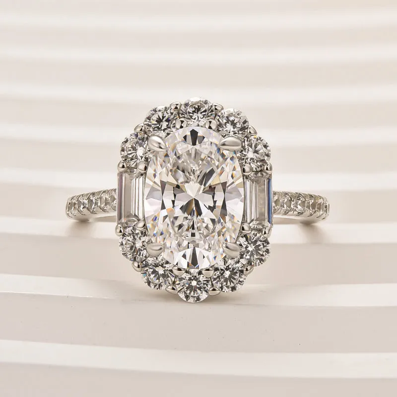 Glow Detail Timeless Design Louily Beautiful Halo Oval Cut Engagement Ring For Women