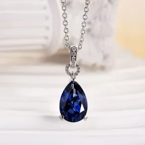 Louily Blue Stone Pear Cut Necklace Flawless Radiance Luminous Sparkle