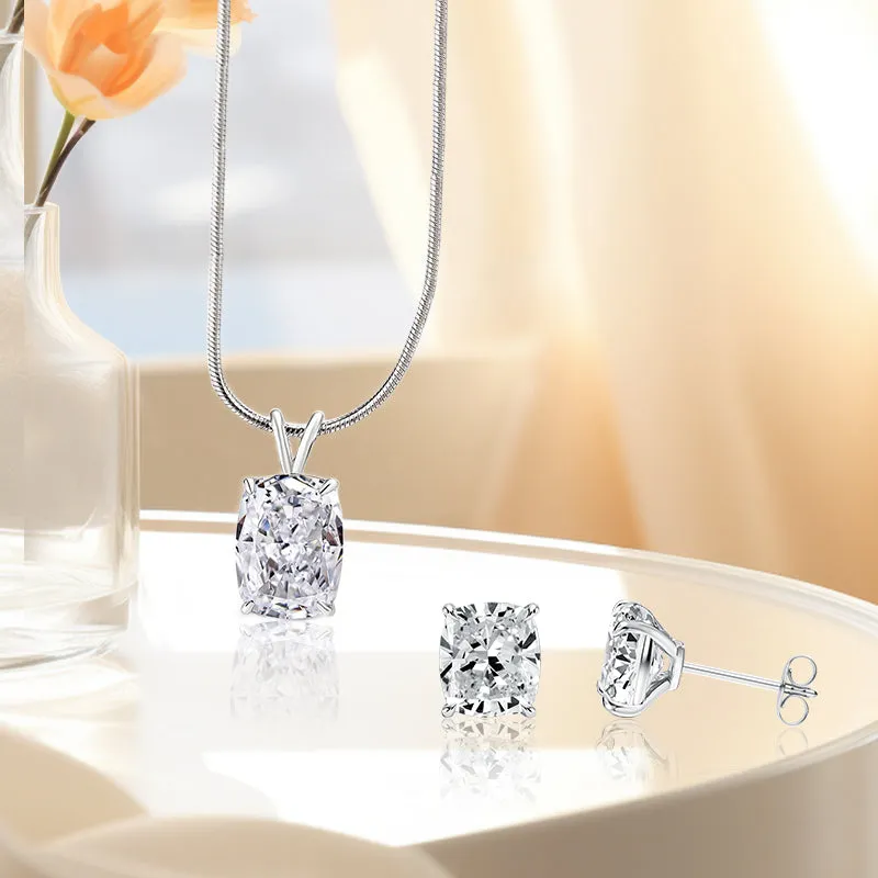 Louily Classic Crushed Ice Cushion Cut 2PC Jewelry Set Fashion Treasures Handmade Shine