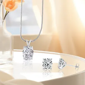 Louily Classic Crushed Ice Cushion Cut 2PC Jewelry Set Fashion Treasures Handmade Shine