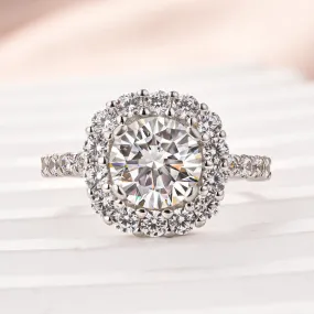 Glistening Look Classic Pairing Louily Classic Moissanite 2.0 Carat Halo Round Cut Promise Ring