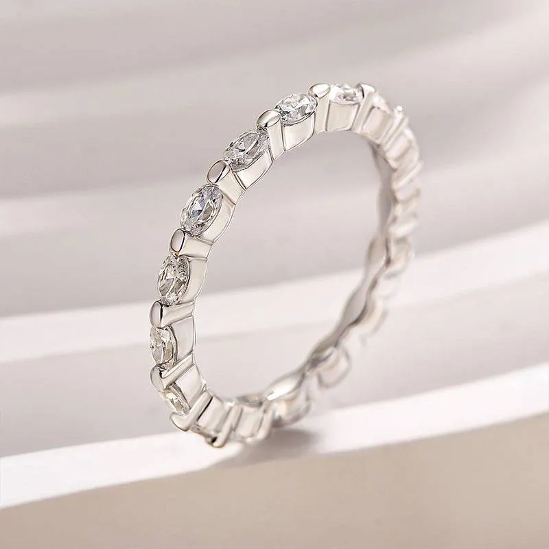 Sparkling Style Chic Touch Louily Classic Yellow Gold Oval Cut Wedding Band Ring For Women In Sterling Silver