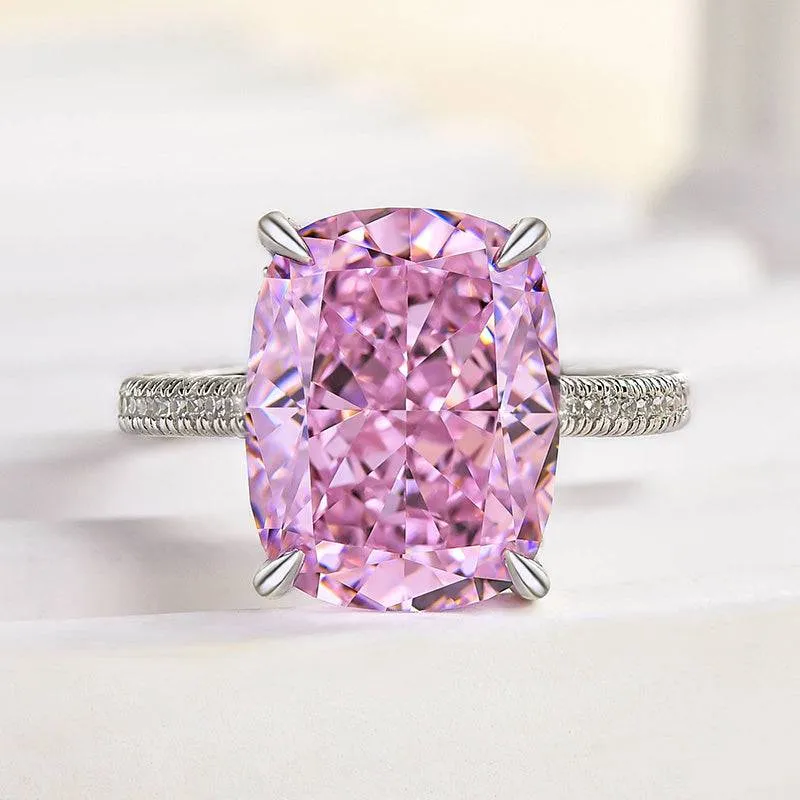 Louily Elegant Crushed Ice Pink Stone Cushion Cut Engagement Ring Trendy Finish Ethereal Feature