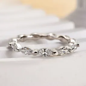 Louily Elegant Marquise Cut Diamond Women's Wedding Band In Sterling Silver Special Look Romantic Accent