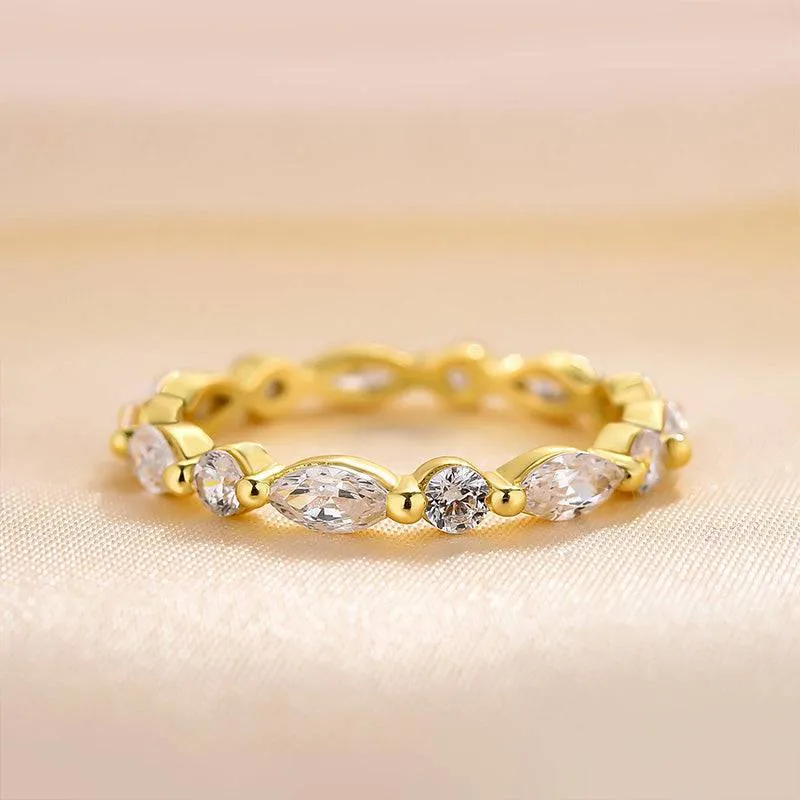 Louily Exclusive Marquise Cut Wedding Band In Sterling Silver Charming appeal