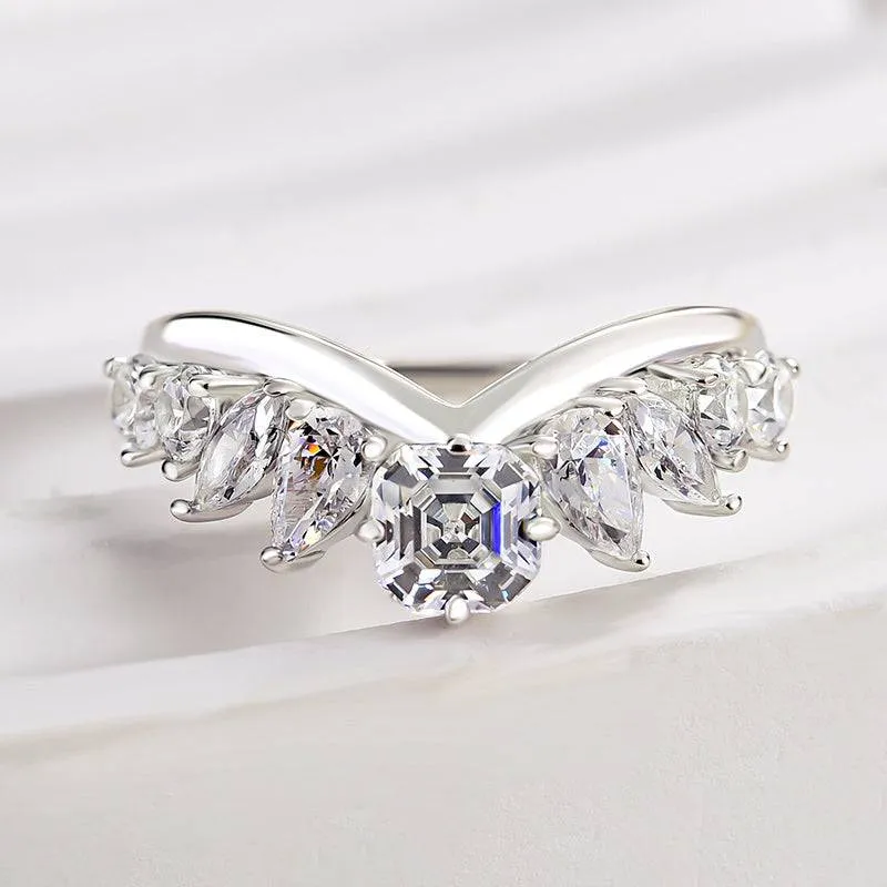 Louily Fashion Design Asscher Cut Wedding Band Spark Moment Trend Setting