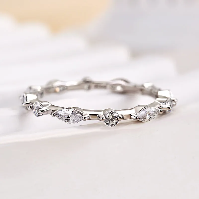 Daily Look Luxury Jewelry Louily Fashion Marquise & Round Cut Wedding Band