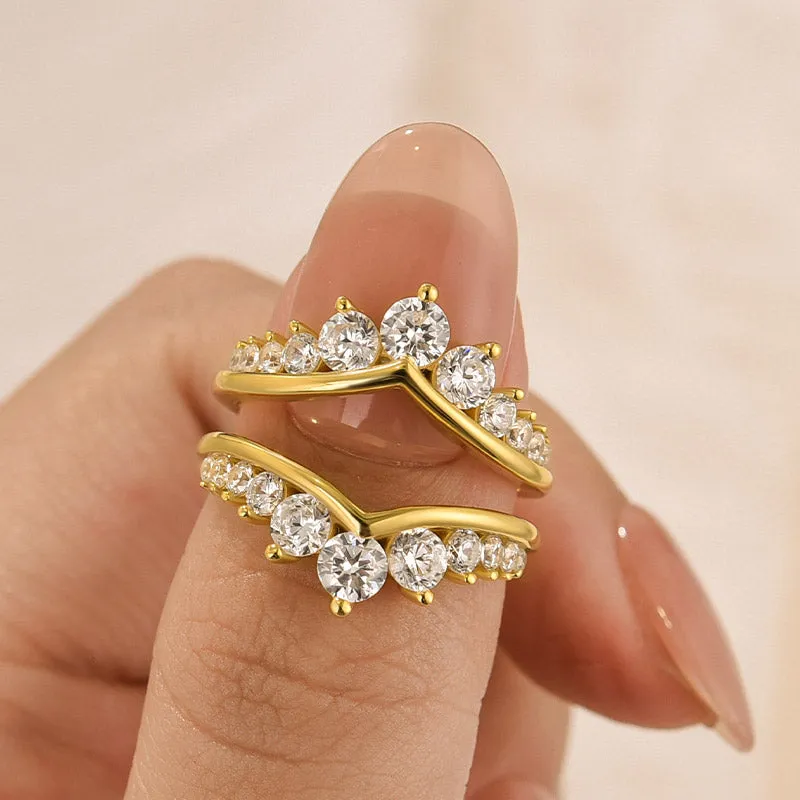 Everyday Layer Louily Fashion Round Cut Jacket Wedding Band For Women In Sterling Silver