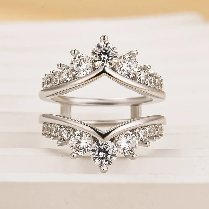 Louily Fashion Round Cut Jacket Wedding Band For Women In Sterling Silver Graceful Accessory Eye-Catching Craft