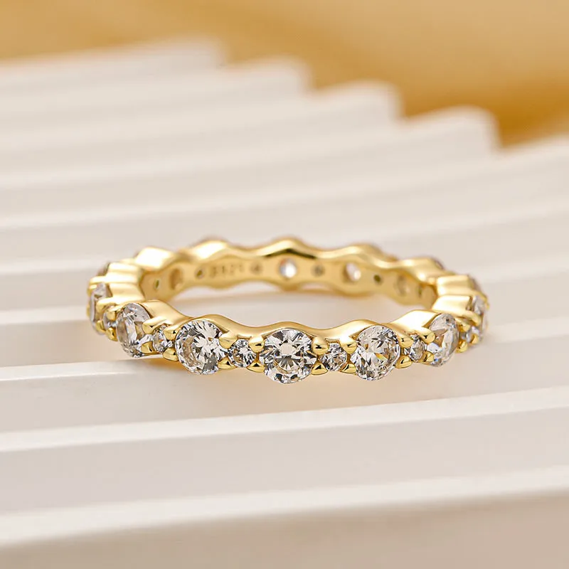 Refined Detailing Louily Lovely Round Cut Women's Wedding Band In Sterling Silver