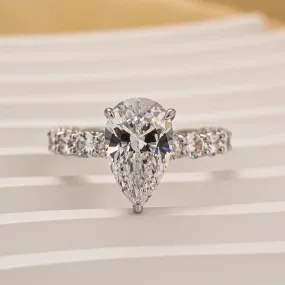 Radiant Style Urban Feature Louily Luxurious Pear Cut Engagement Ring In Sterling Silver