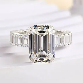 Shimmering Touch Exquisite Piece Louily Luxury Emerald Cut Engagement Ring In Sterling Silver