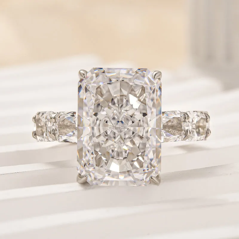 Louily Luxury Radiant Cut Engagement Ring For Women In Sterling Silver Finishing Feature