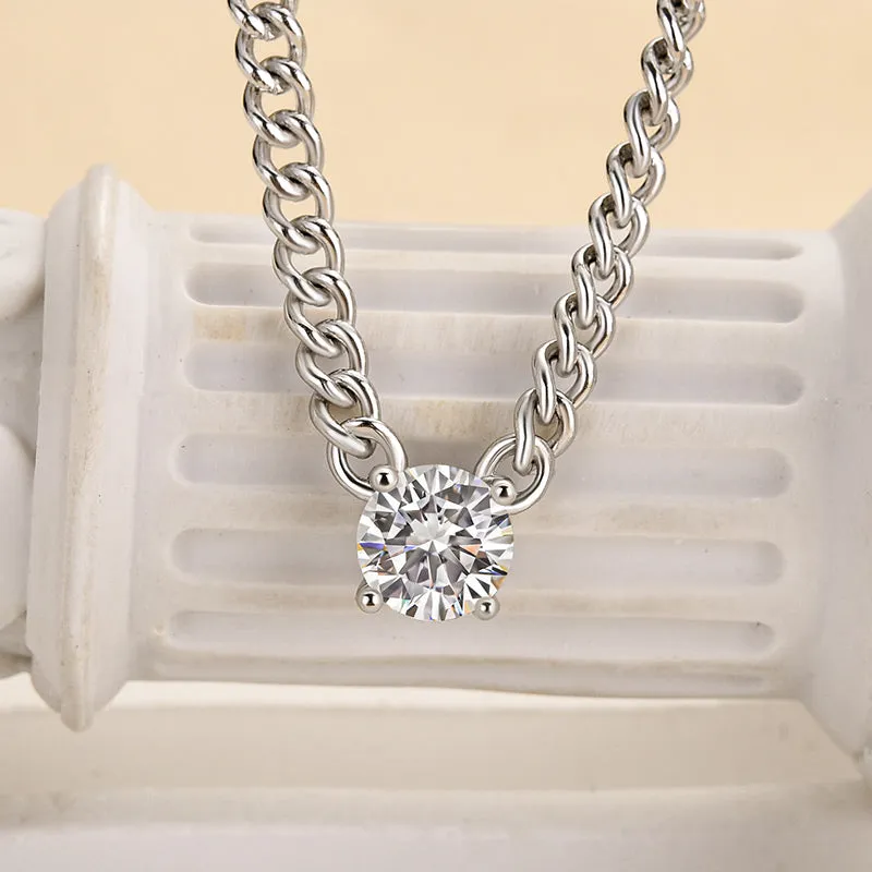 Louily Moissanite 1.0 Carat Cuban Necklace Birthday gift Graceful Sparkle