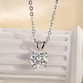 Louily Moissanite 1.0 Ct Round Cut White Gold 4 Prong Pendant Necklace Modern Chic Vibrant Jewelry