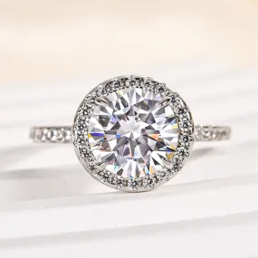 Subtle Shine Louily Moissanite 2.0 Carat Halo Round Cut Engagement Ring