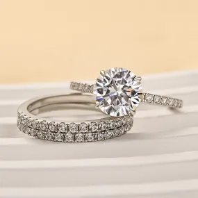 Pretty Accent Timeless Set Louily Moissanite 2.0 Carat Round Cut 3PC Wedding Ring Set