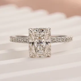 Louily Moissanite 2.0 CT Radiant Cut Engagement Ring In Sterling Silver Formal Wear Bright Radiance