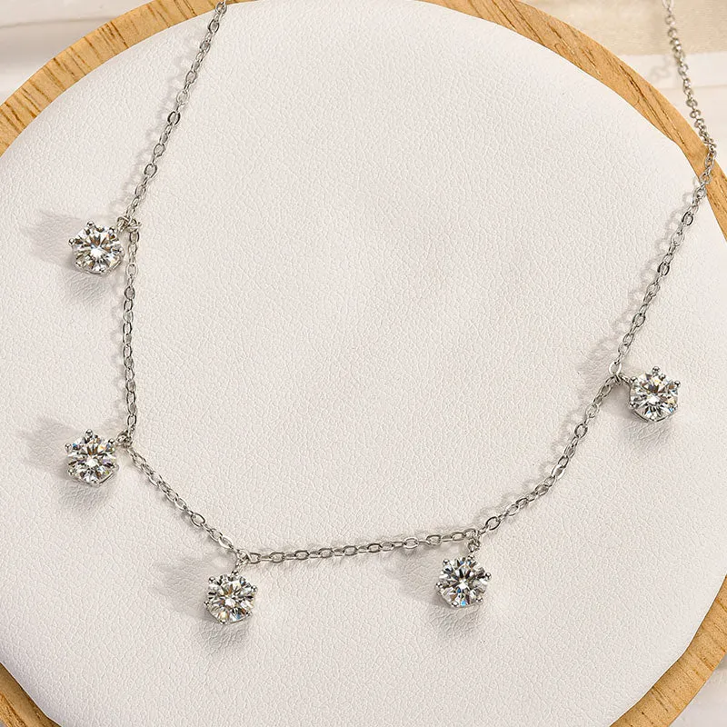Handmade Design Romantic Vibe Louily Moissanite 2.5 Carat Round Cut Gypsophila Pendant Necklace