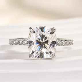 Elegant Touch Monochrome Mood Louily Moissanite 3.0 Ct Cushion Cut Engagement Ring For Women