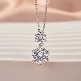 Louily Moissanite 3.8 Ct Round Cut White Gold Pendant Necklace Muted Finish