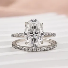 Louily Moissanite 4.0 Ct Oval Cut Wedding Ring Set For Women Luxury Edge Versatile Charm