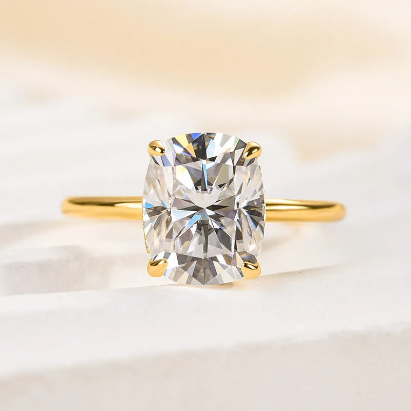 Louily Moissanite Attractive 4.0 Carat Cushion Cut Engagement Ring Everyday Detail Modern Craft