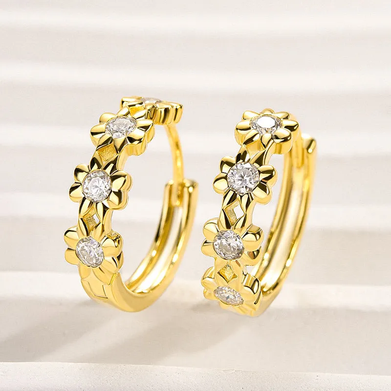 Trendy Addition Louily Moissanite  Cute Daisy Flower Earrings