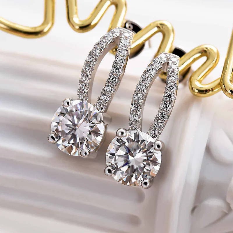 Exquisite Stones Timeless Craft Louily Moissanite Round Cut Stud Earrings