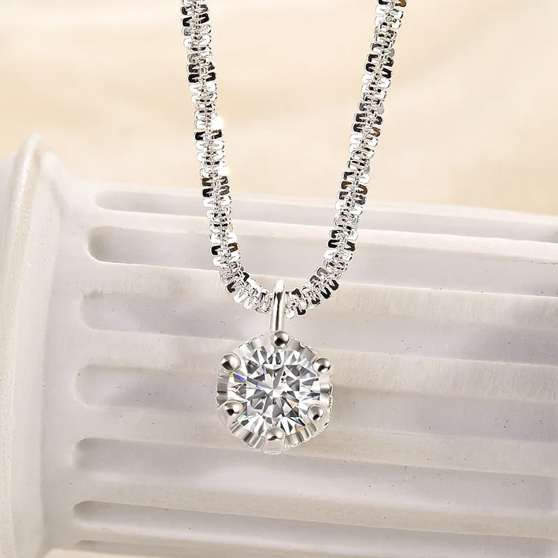 Inspired Accent Louily Moissanite Starry Sky Sparkling Round Cut Pendant Necklace