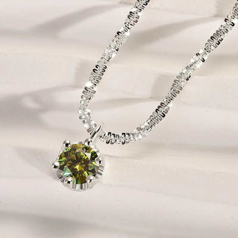 Louily Moissanite Starry Sky Sparkling Round Cut Pendant Necklace Perfect Accessory