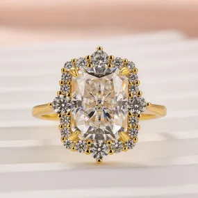 Radiant Appeal bright light Louily Moissanite Vintage 3.0 Carat Halo Radiant Cut Engagement Ring In Sterling Silver