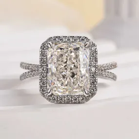 Daily Style Louily Noble Split Shank Halo Radiant Cut Engagement Ring