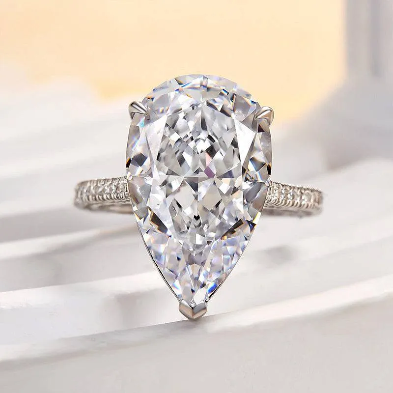 Charming Style Bridal Accessory Louily Sparkle Crushed Ice Pear Cut Engagement Ring