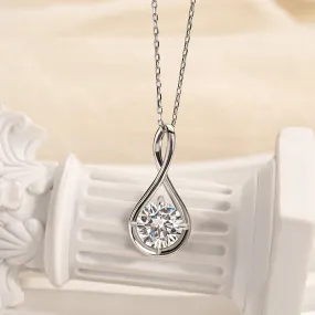 Fashion Pulse Louily Special Moissanite Twist Round Cut Pendant Necklace In Sterling Silver