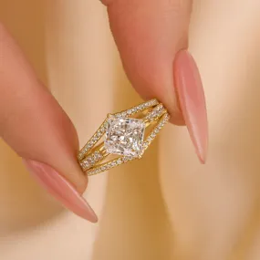 Louily Special Square Princess Cut Engagement Ring In Sterling Silver Seasonal Match Vibrant Accent