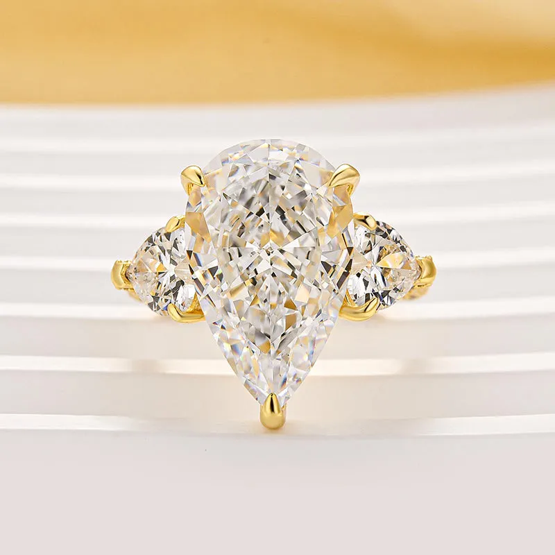 Shimmering Glow Louily Stunning Pear Cut Three Stone Engagement Ring