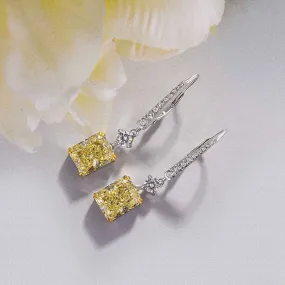 Louily Stunning Radiant Cut Yellow Sapphire Women's Earrings In Sterling Silver Sparkling Jewelry Sweet Touch