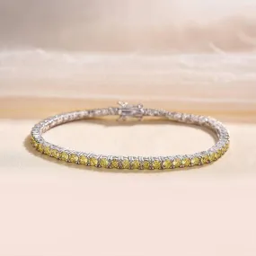 Louily Stunning Round Cut Yellow Sapphire Tennis Bracelet For Women Graceful Piece