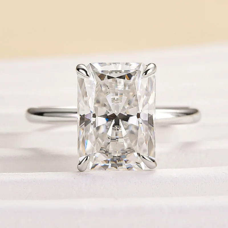 Louily Timeless Moissanite 4.5 Ct Radiant Cut Engagement Ring Distinctive Accent