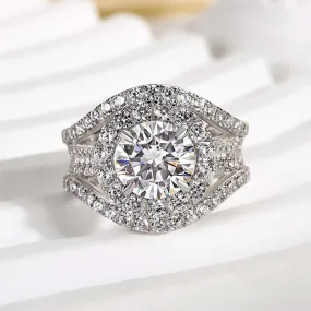 Louily Timeless Split Shank Halo Round Cut Engagement Ring Vibrant Glow