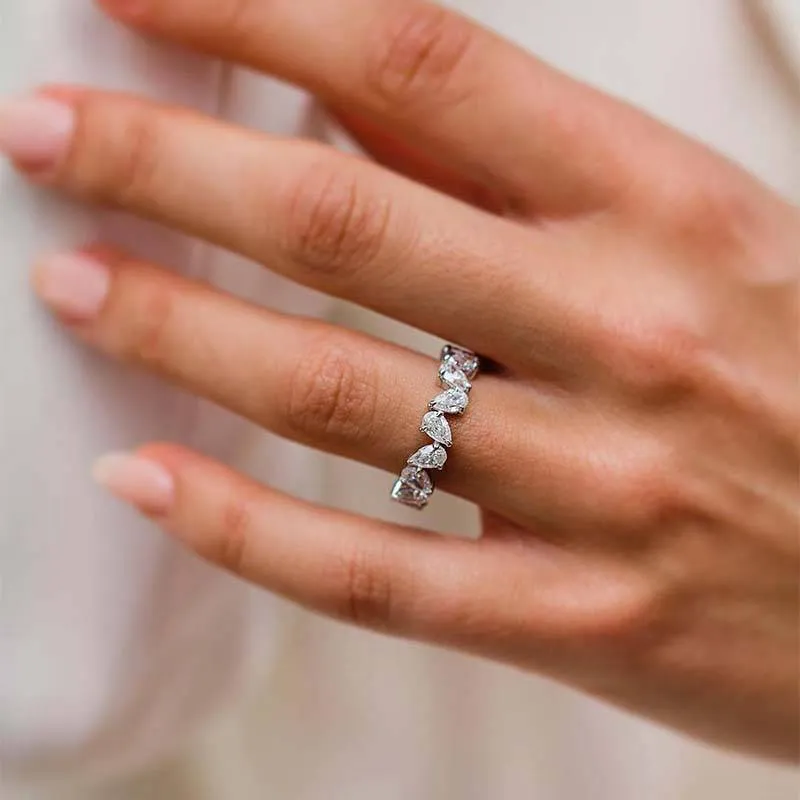 Shiny Layer Louily Unique Full Pear Cut Women's Wedding Band