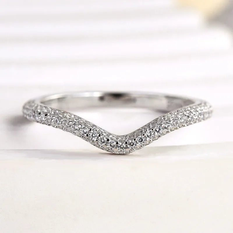 Louily Unique Pave Women's Wedding Band Custom Finish Bold Fashion