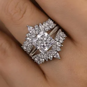 Cute Accent Impeccable Finish Louily Vintage Square Princess Cut Insert Ring Set For Women