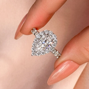 Louily Classic Halo Pear Cut Engagement Ring In Sterling Silver Charming Stones Delicate Touch
