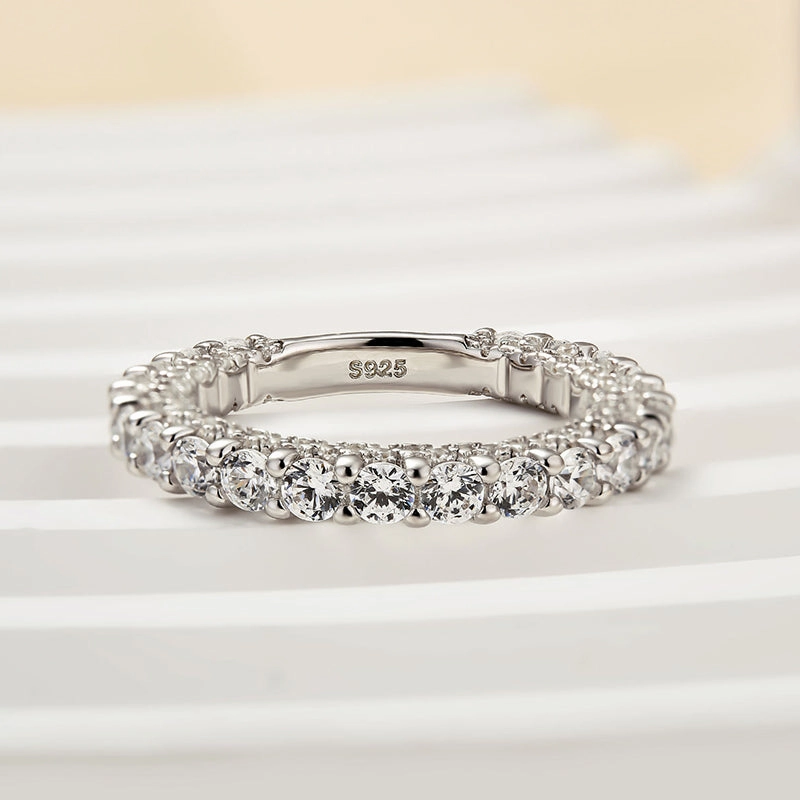 Seasonal Style Mature Style Louily Classic White Gold Round Cut Wedding Band For Women